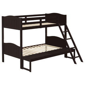 Arlo Twin Over Full Bunk Bed with Ladder Espresso Half Price Furniture