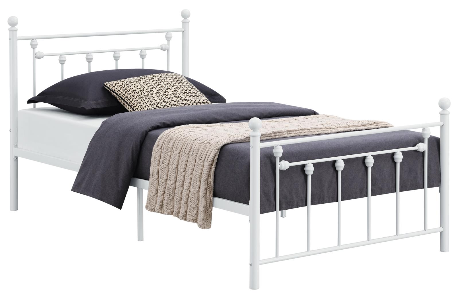 Canon Full Metal Slatted Headboard Platform Bed - White Half Price Furniture