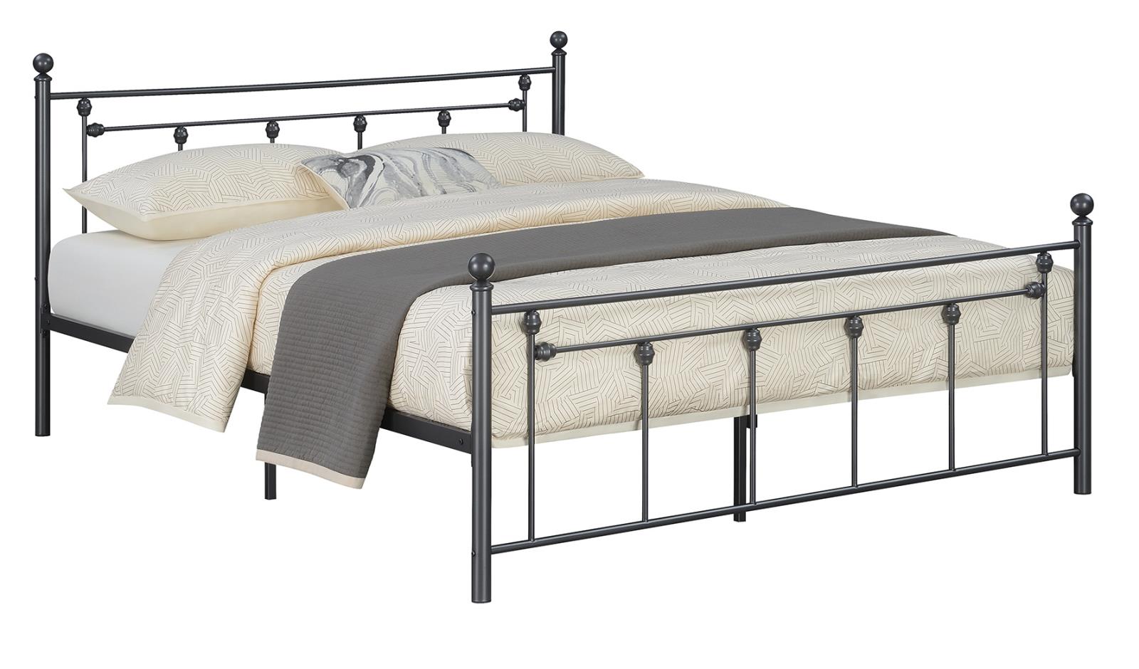 Canon Queen Metal Slatted Headboard Platform Bed - Gunmetal Half Price Furniture