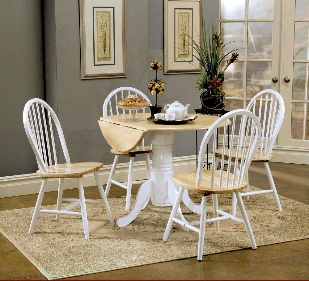 Allison 5-piece Drop Leaf Dining Set Natural Brown and White Half Price Furniture