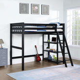 Anica 3-shelf Wood Twin Loft Bed Half Price Furniture