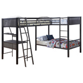 Meyers 2-piece Metal Twin Over Twin Bunk Bed Set Black and Gunmetal Half Price Furniture