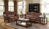 Victoria Upholstered Tufted Living Room Set Brown Half Price Furniture