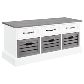 Alma 3-drawer Storage Bench White and Weathered Grey Half Price Furniture