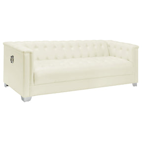 Chaviano Tufted Upholstered Sofa Pearl White Half Price Furniture