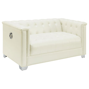 Chaviano Tufted Upholstered Loveseat Pearl White Half Price Furniture