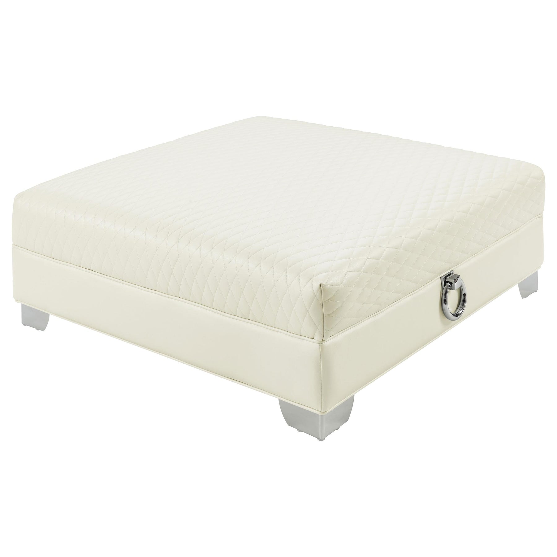 Chaviano Upholstered Ottoman Pearl White Half Price Furniture