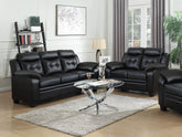 Finley Upholstered Pillow Top Arm Living Room Set Black Half Price Furniture