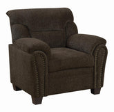 Clementine Upholstered Chair with Nailhead Trim Brown Half Price Furniture