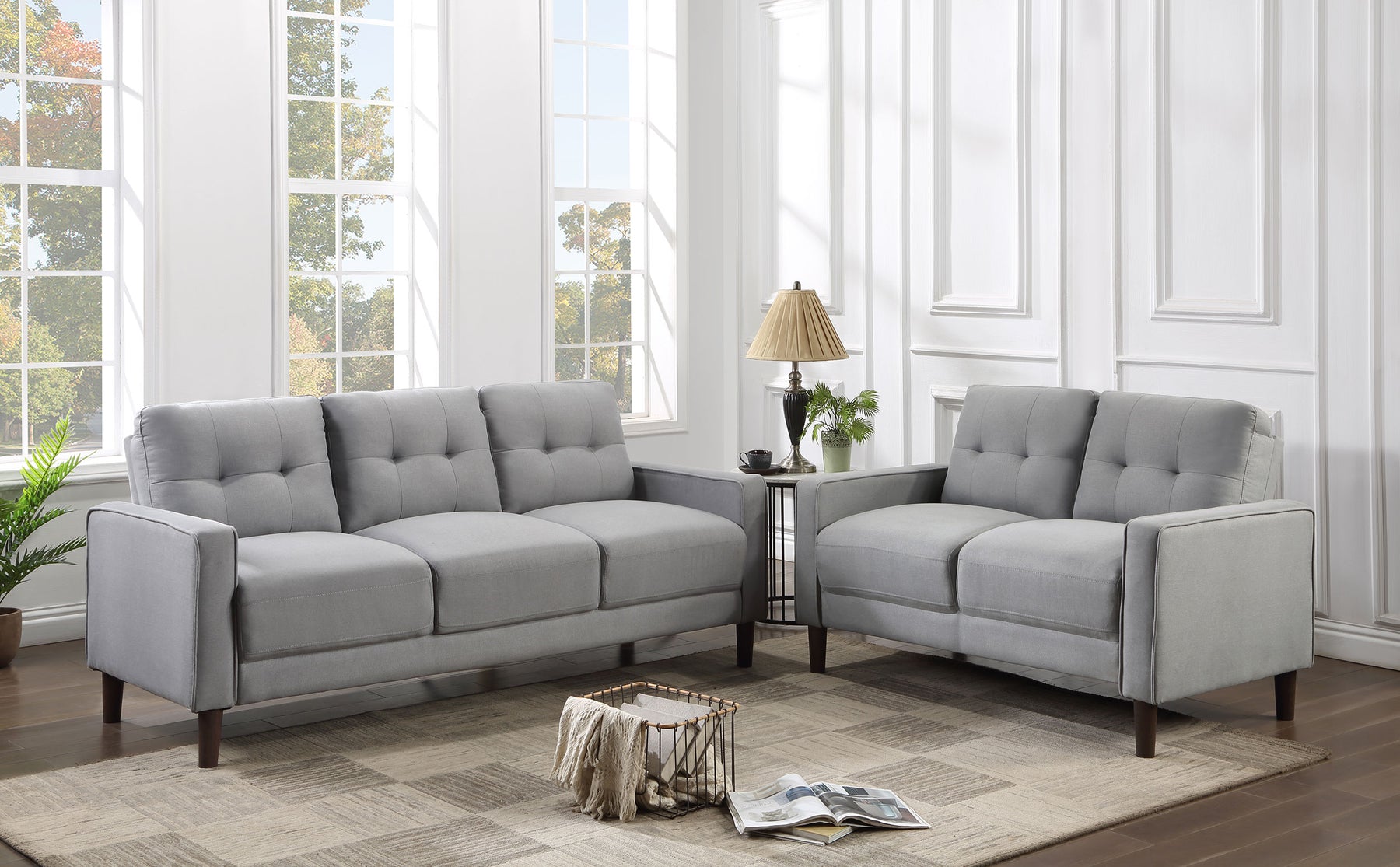 Bowen Upholstered Track Arms Tufted Sofa Set Half Price Furniture