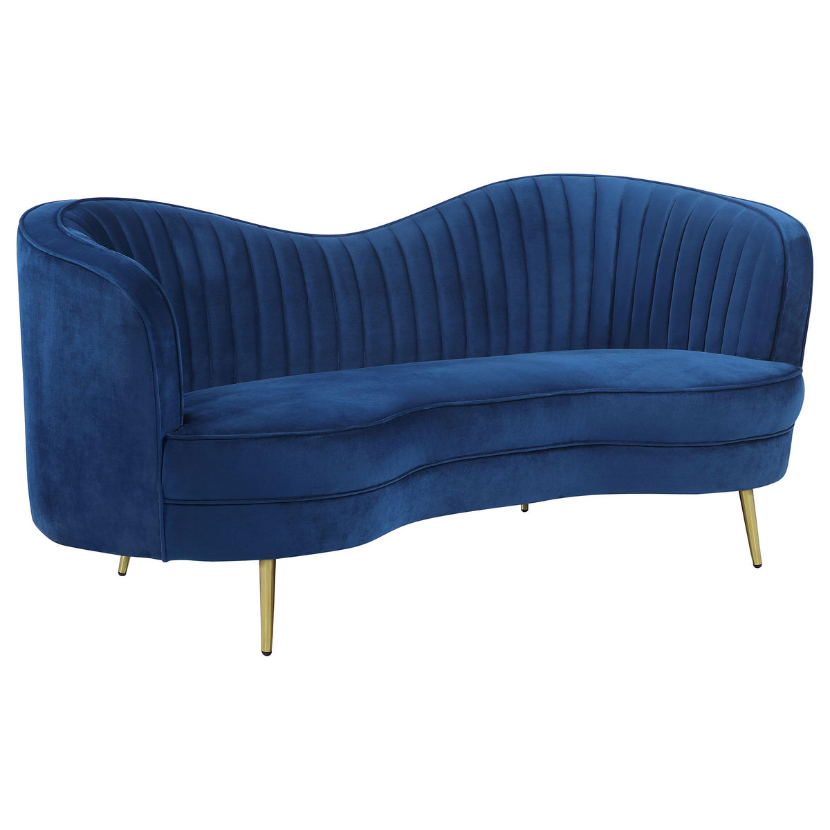 Sophia Upholstered Camel Back Loveseat Blue Half Price Furniture