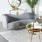 Sophia Upholstered Loveseat with Camel Back Grey and Gold Half Price Furniture