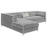 Bellaire Button-tufted Upholstered Sectional Silver Half Price Furniture