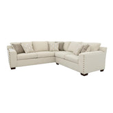 Aria L-shaped Sectional with Nailhead Oatmeal Half Price Furniture