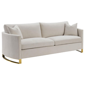 Corliss Upholstered Arched Arms Sofa Beige Half Price Furniture