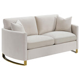 Corliss Upholstered Arched Arms Loveseat Beige Half Price Furniture