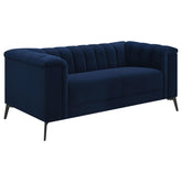 Chalet Tuxedo Arm Loveseat Blue Half Price Furniture