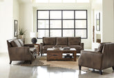 Leaton 3-piece Recessed Arms Living Room Set Brown Sugar Half Price Furniture