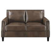 Leaton Upholstered Recessed Arms Loveseat Brown Sugar  Half Price Furniture
