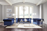 Bleker 3-piece Tuxedo Arm Living Room Set Blue Half Price Furniture