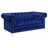 Bleker Tufted Tuxedo Arm Loveseat Blue  Half Price Furniture