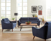 Gano 3-piece Sloped Arm Living Room Set Navy Blue Half Price Furniture