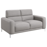 Glenmark Track Arm Upholstered Loveseat Taupe Half Price Furniture