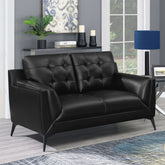 Moira Upholstered Tufted Loveseat with Track Arms Black Half Price Furniture