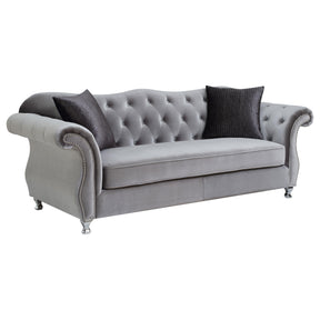 Frostine Button Tufted Sofa Silver Half Price Furniture