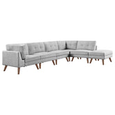 Churchill 6-piece Upholstered Modular Tufted Sectional Grey and Walnut Half Price Furniture