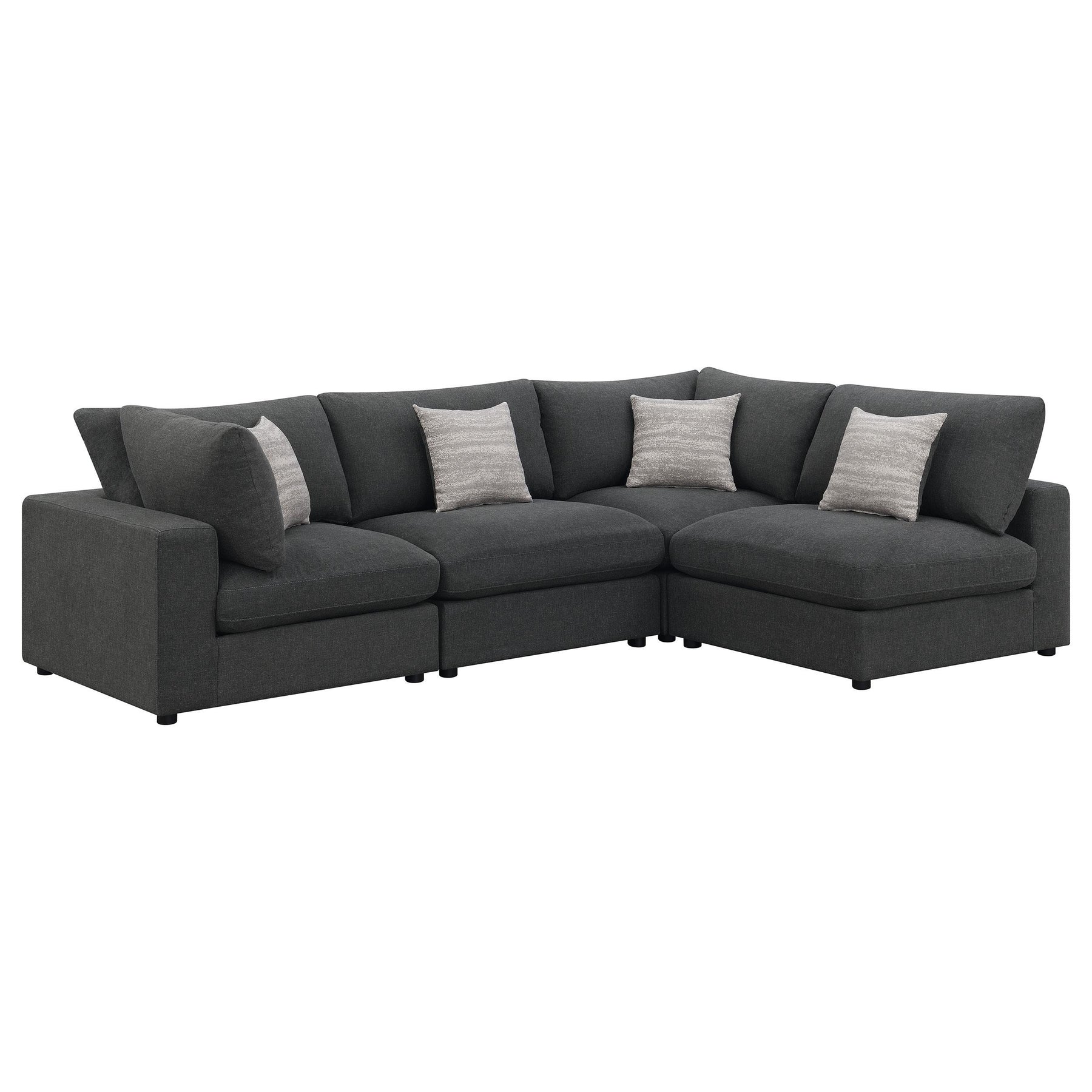 Serene 4-piece Upholstered Modular Sectional Charcoal Half Price Furniture