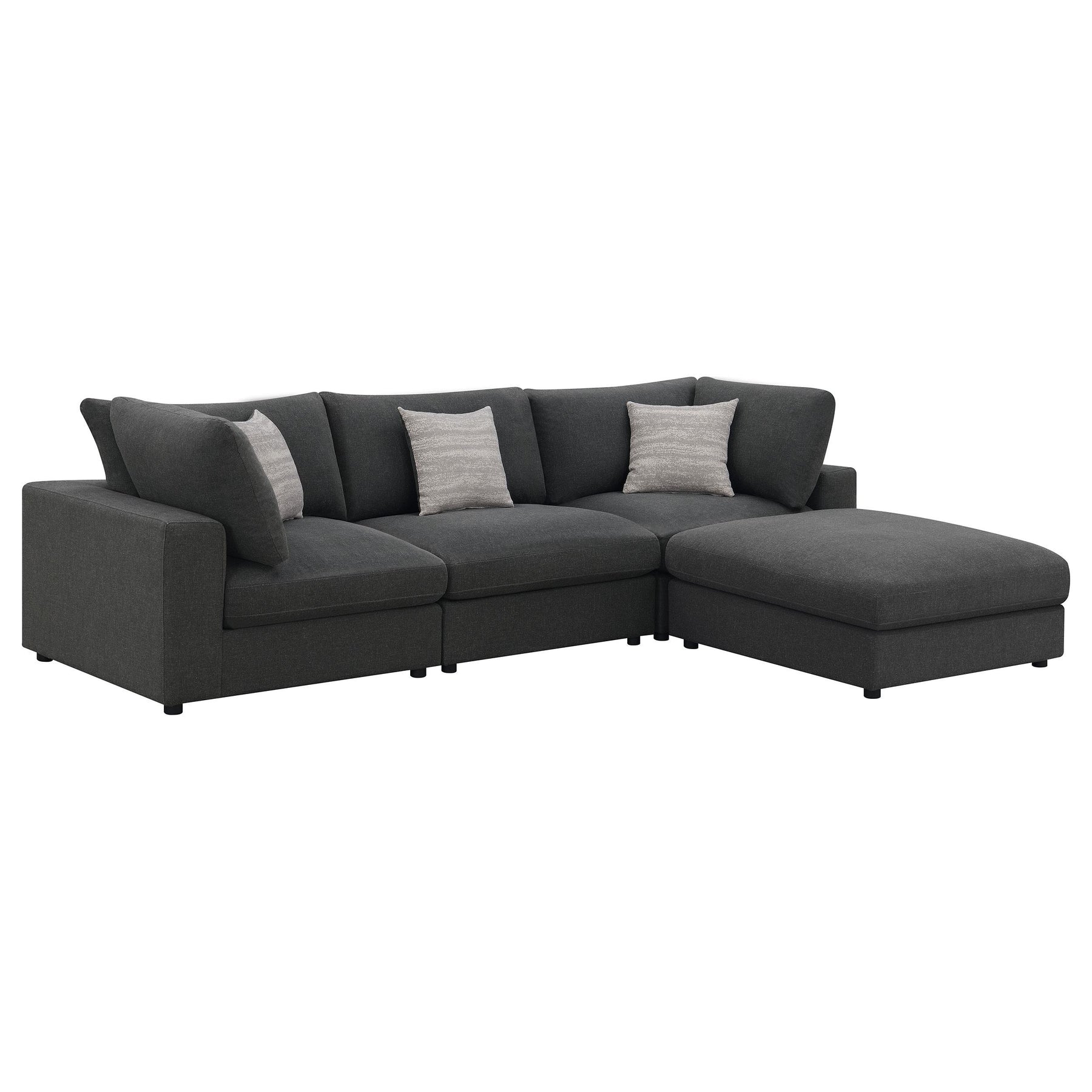 Serene 4-piece Upholstered Modular Sectional Charcoal Half Price Furniture