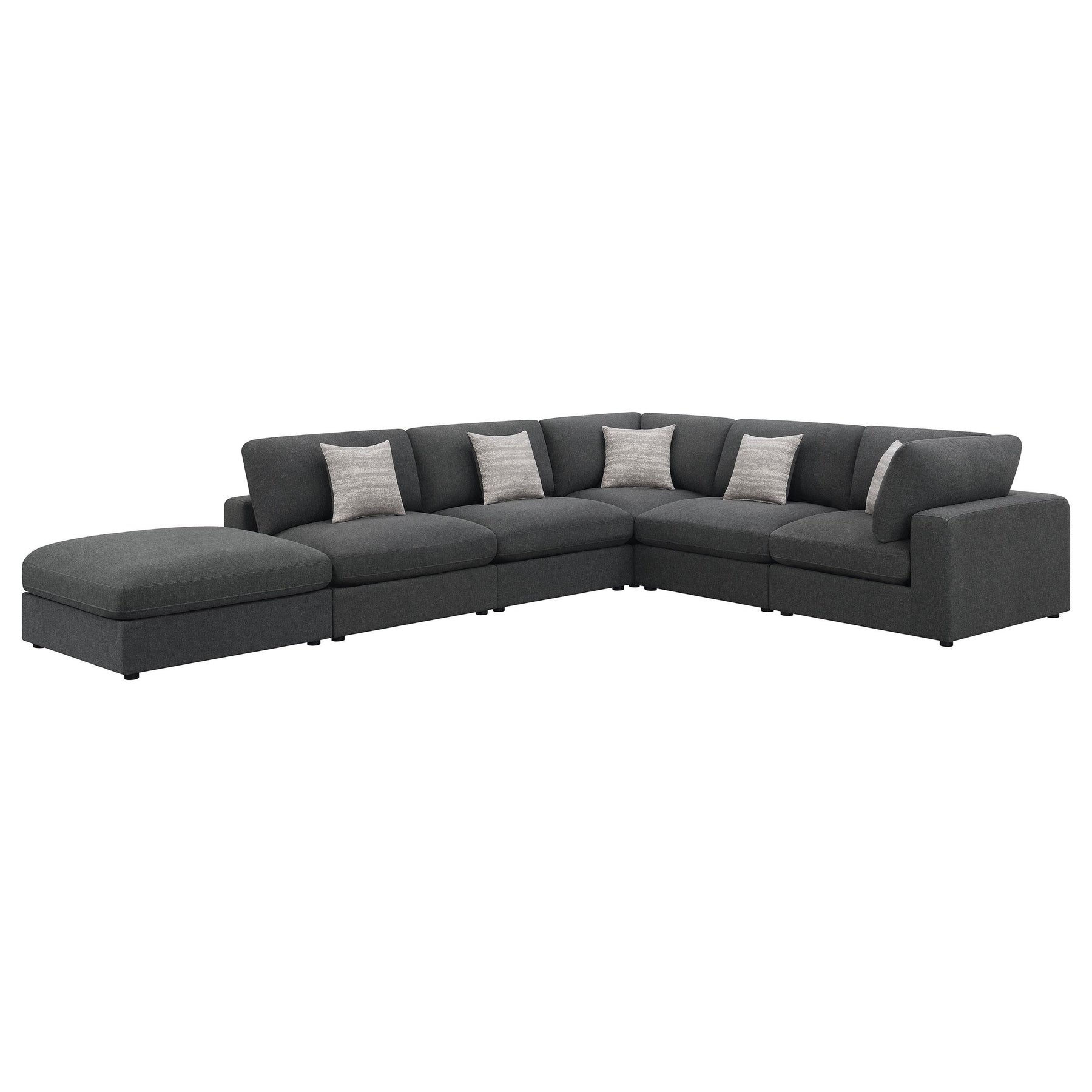 Serene 6-piece Upholstered Modular Sectional Charcoal Half Price Furniture