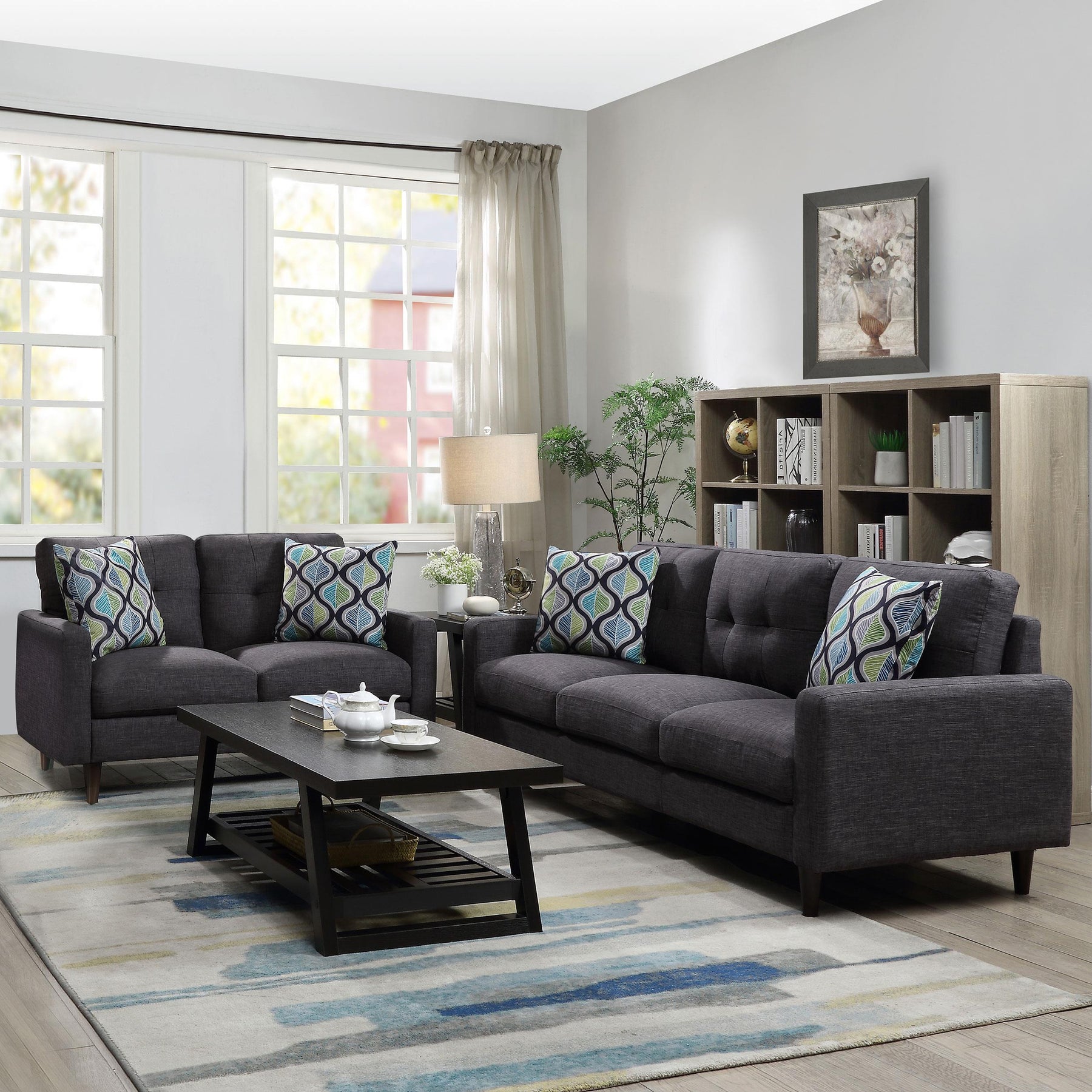 Watsonville 2-piece Cushion Back Living Room Set Grey Half Price Furniture