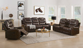 Braylon Brown PU Sofa (Motion) Half Price Furniture