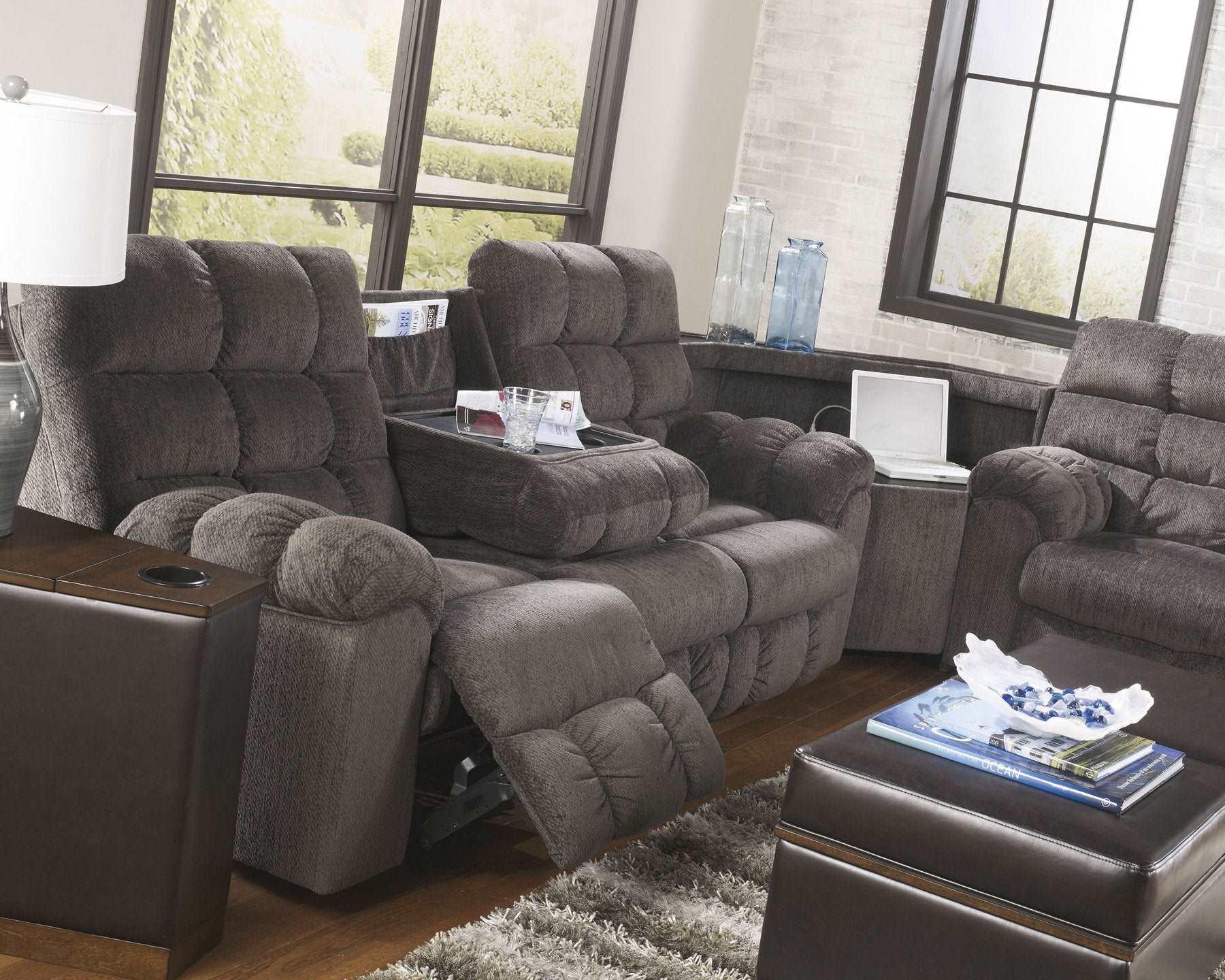 Acieona Reclining Sofa with Drop Down Table - Half Price Furniture