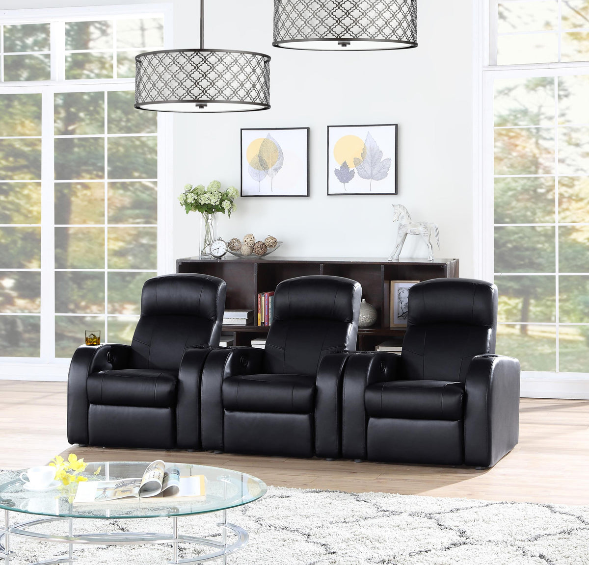 Cyrus Upholstered Recliner Home Theater Set - Living Room Set - Half Price Furniture