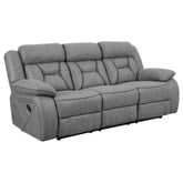 Higgins Pillow Top Arm Upholstered Motion Sofa Grey Half Price Furniture