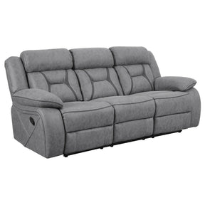 Higgins Pillow Top Arm Upholstered Motion Sofa Grey Half Price Furniture