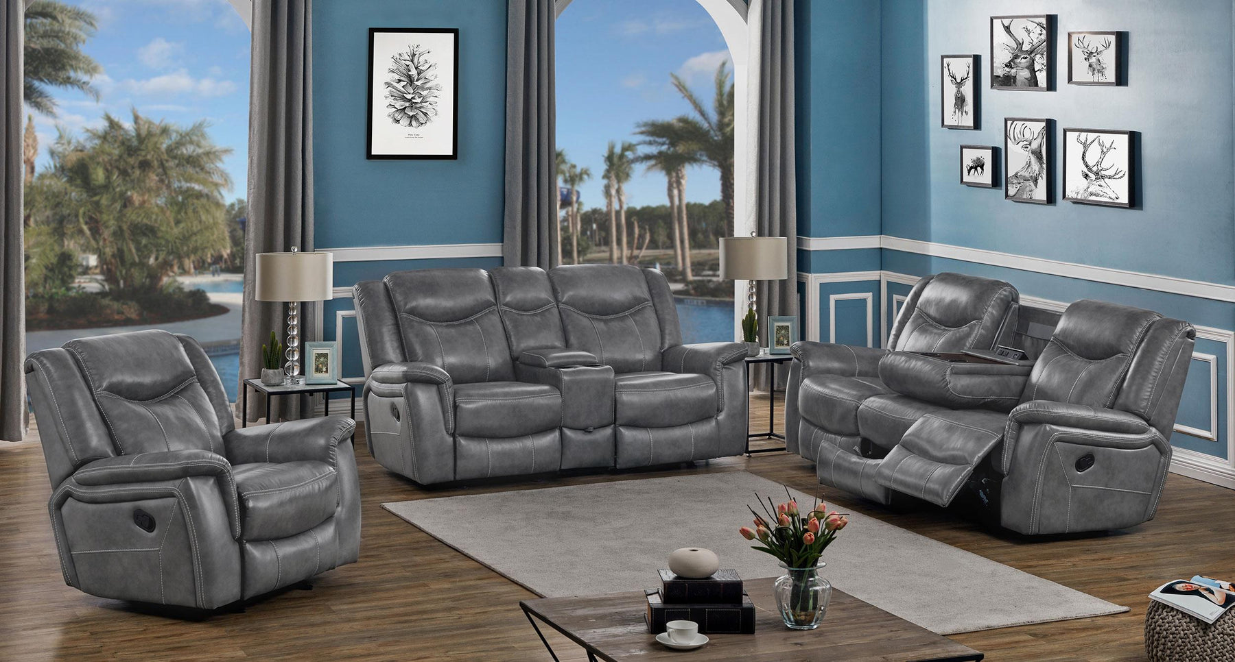 Conrad 3-piece Living Room Set Grey Half Price Furniture