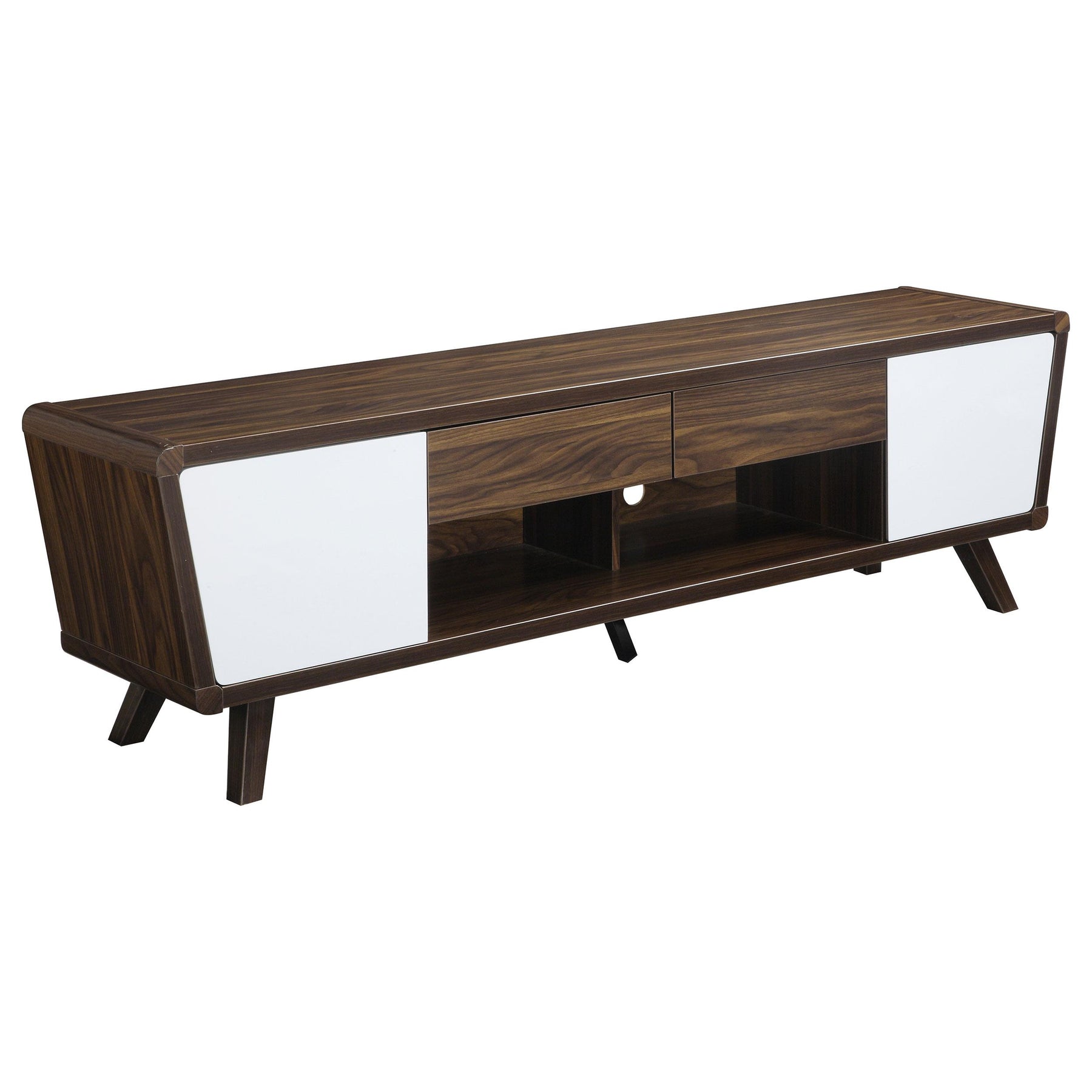 Alvin 2-drawer TV Console Dark Walnut and Glossy White Half Price Furniture