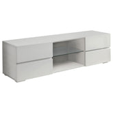 Galvin 4-drawer TV Console Glossy White  Half Price Furniture
