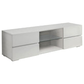 Galvin 4-drawer TV Console Glossy White Half Price Furniture