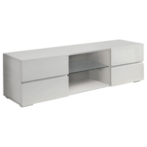 Galvin 4-drawer TV Console Glossy White Half Price Furniture