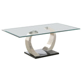 Pruitt Glass Top Coffee Table Clear and Satin Half Price Furniture