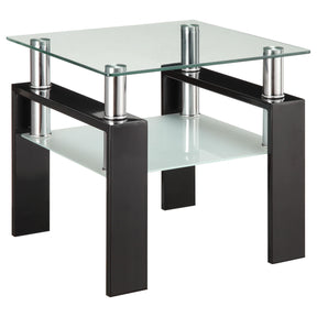 Dyer Tempered Glass End Table with Shelf Black Half Price Furniture