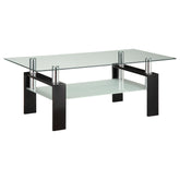 Dyer Tempered Glass Coffee Table with Shelf Black Half Price Furniture