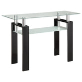 Dyer Tempered Glass Sofa Table with Shelf Black Half Price Furniture