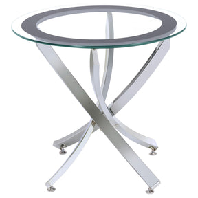 Brooke Glass Top End Table Chrome and Black Half Price Furniture