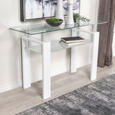 Dyer Rectangular Glass Top Sofa Table With Shelf White Half Price Furniture